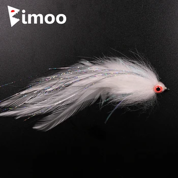 Bimoo 1db/3pcs Méret #2/0 Sós Fehér Csali Streamer Repülni Felfüggesztéséről Streamer Pézsmaszagú Basszus Halászati Csalit a Legyek