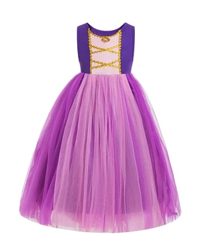 A lányok Rapunzel Ruha Gyerekek Nyári Kusza Díszes Hercegnő Jelmez Gyerekeknek Álruhában Születésnapi Karnevál Ruha Lila Szülinapi ruha