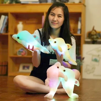 1db 32cm Kreatív Világító Plüss Delfin Baba Izzó LED Plüss Állat Játékok Színes Baba Párna Gyerekek, Gyerekek Ajándéka