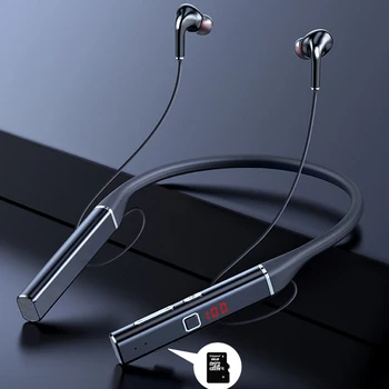 Bluetooth Fejhallgató Bass Vezeték nélküli Fejhallgató, Mikrofon, Sztereó Neckband Sport Fülhallgató Fülhallgató TF Kártya LED akkumulátor Kijelző