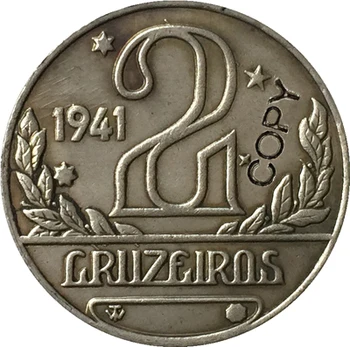 1941 NIKKEL-Brazília 2 BRZ érmék MÁSOLÁS ÉRMÉK 25.2 MM