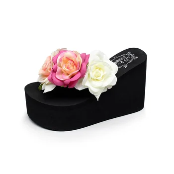 11cm Flip Flop Ék Sarkú Nyári Szandál Papucs női Cipőt Nők, Lányok Strand Cipő Fény Alsó Platform Kézzel készített Virágok