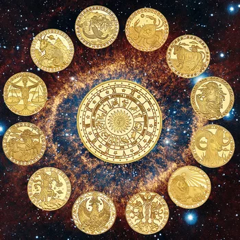 1 DB 12 Csillagkép Kihívás Érmék Szuvenír Nyugati Asztrológia Dombornyomott Gyűjthető Emlékérme Ünnep, Ajándék