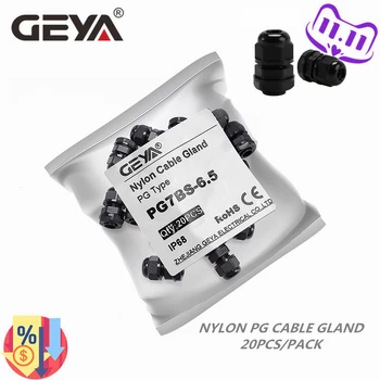 GEYA PG Típusú Kábel Mirigy Vízálló PG7 3-6.5 mm PG9 PG11 PG13.5 PG16 PG21 Fekete Nylon Műanyag Csatlakozó IP68
