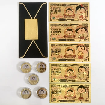 5db/sok Japán Rajzfilm Yen Arany Fólia Bankjegy Anime-Hamis Pénz, Arany Emlékérme Meghatározott ajándék Ajándékok Memória Gyűjtemény