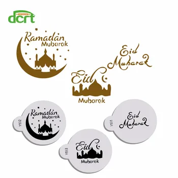 3Pcs/Set PET-Mecset Mubarak Ramadan Design Torta Stencil,Süti, Kávé Díszítő Mousse Torta Sablon Eszközök Cupcake Dekoráció