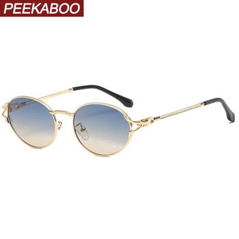 Peekaboo kis ovális keret napszemüveg férfi fém arany férfi női napszemüvegek uv400 dropshipping 2022 divat nyári stílus