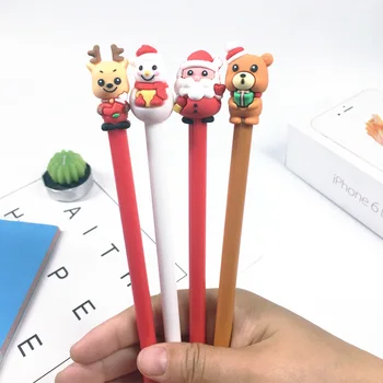 1 db Mikulás sorozat semleges toll kreatív rajzfilm aranyos karácsonyfa aláírás toll ajándék gyerekeknek