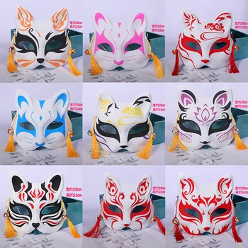 Anime Démon Vadász Fox Maszk Fél Arcát Maszk, Kézzel festett Japán Maszk, Maskara Fesztivál Labdát Kabuki Kitsune Maszkok Cosplay Kellék