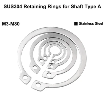 SUS304 Rozsdamentes Acél Rögzítő Gyűrűk Tengely Típus M3-M80 GB894 C-típusú seeger-gyűrűt tengely M3 M4 M5 M6 M7 M8 M9 M10-M80