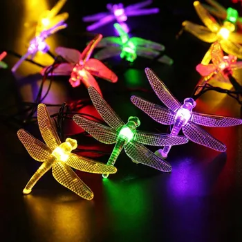 3/5/7/10M LED Szitakötő String Lámpák Solar/elemes Lámpa Új Év Karácsonyi Party Szobában, Kertben, Otthon Tündér Dekoráció