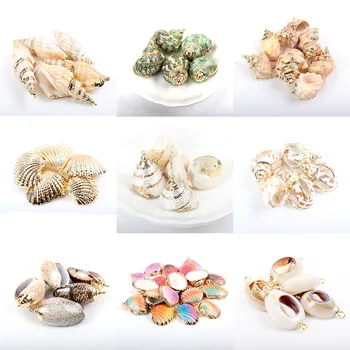 Aranyozott Természetes Kagyló Ékszerek DIY, kézzel készült medálok medál Kagylók lakberendezési 5db