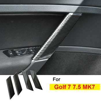 Szénszálas Stílusú Belső Ajtó Karfa Kezelni Fedezze Kárpitozás, VW Golf 7 7.5 MK7 Tartozékok 2015-2019