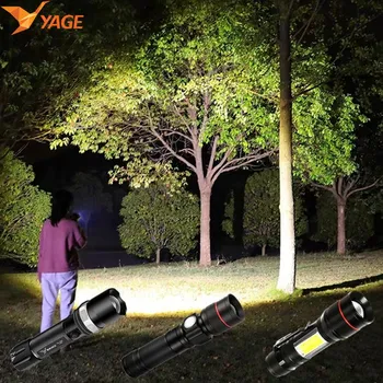 YAGE Multifunkcionális Tölthető Zseblámpa kézilámpa Nagy teljesítményű Nagyítható COB LED Elemlámpa Erős Kemping Vadászat Kültéri