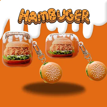 Aranyos Hamburger Medál 3D Esetekben A AirPods 1 2 Pro a Töltés Puha Tpu Fedezze Vezeték nélküli Bluetooth-Fülhallgató-Ügy