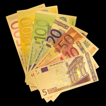 Arany Bankjegy Euro 5.10.20.50.100.200.500 ECU Replika Pénz, Bankjegy Gyűjtemény