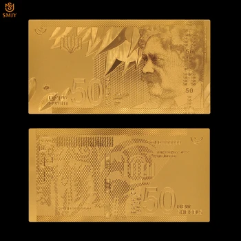 Izrael 50 Új Sékel Aranyat 999 Bank A Számlák Pénzt Papír Bankjegy Gyűjtemény Üzleti Ajándékok