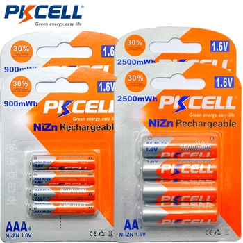 PKCELL 8db 1.6 V 2500mWh AA Újratölthető Akkumulátorok+8db 900mwh AAA Újratölthető Akkumulátor
