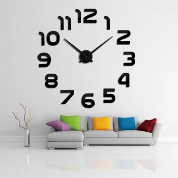 2019new eladó 3d diy óra órák reloj de olyan horloge nézni Nappali Kvarc Akril Tükör Fali Matricák