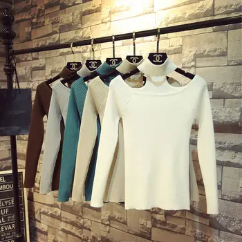 Őszi-téli ruha új stílusú 2021 divat, hosszú ujjú egy-nyak miniruha pulóver női külföldi stílus le-váll felső