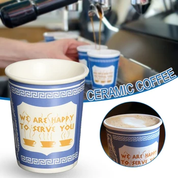 300ml Új Kreatív Bögre Boldogok Vagyunk, Hogy szolgálatára Kerámia Kávés Bögre New York Ikonikus Papír Csésze Kávét