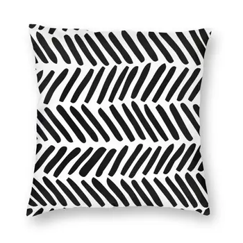 Fekete-Fehér Absztrakt Halszálkás Párnát Esetben Dekoráció Tér Geometriai Minta párnahuzat Pillowcover a Kanapén