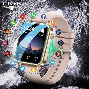 LIGE Intelligens Karóra Női Divat Slim Bluetooth Hívás Smartwatch Sport Fitness Karkötő Női Karóra Óra Android IOS