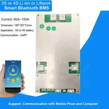 4S Lifepo4 14.6 V okos Bluetooth BMS a 100A 150A állandó áram UART intelligens PCB-testület 16.8 V-os Li-po akkumulátor