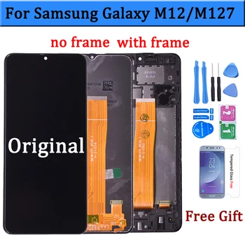Eredeti Samsung Galaxy M12 M127 LCD Kijelző érintőképernyő Digitizer Csere Kiegészítő SM-M127F/DSN Kijelző
