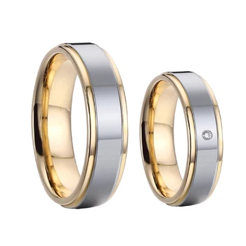 Bicolor Arany Szerelmeseinek Szövetség Volfrám-karbid gyűrűk beállítva a férfiak, mind a nők Pár ujj gyűrű házasság