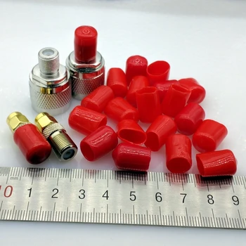 9mm-es védő fedél Gumi Fedi Por Sapka F típusú koaxiális csatlakozó, vagy fém csövek, piros/fekete színű, 100/sok