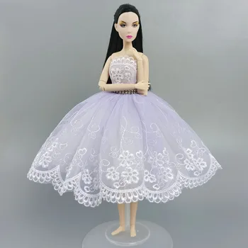 Világos Lila Virágos Kézzel készített Balett Ruha Barbie-Baba Tánc 3-réteg Szoknya Jelmez Ruha 1/6 Baba Kiegészítők DIY Játék