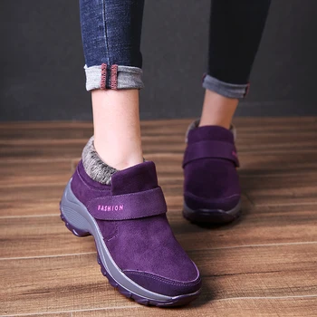 Magasság Növelése Női Cipő Lila Divat Platform Cipők Prémes, Meleg Sapato Feminino Sport Lábbeli Fut Téli Női Cipő