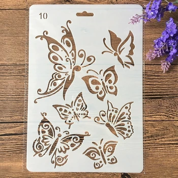 27cm Pillangó DIY Kézműves Réteg Stencil Festmény Scrapbooking Bélyegzés Dombornyomás Album Papír Kártya Sablon