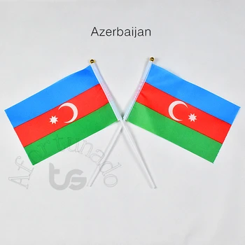 Azerbajdzsán 14*21 cm 10pieces zászló banner Kéz integetett Zászló Nemzeti Zászló találkozni,Parádé,fél.Lóg,dekoráció