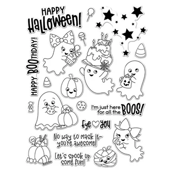 Boo Nap Átlátszó Tiszta Bélyegek 2021 Új Boldog Halloween Bélyeg DIY Scrapbooking fotóalbum Papír Kézműves Kártya Készítés
