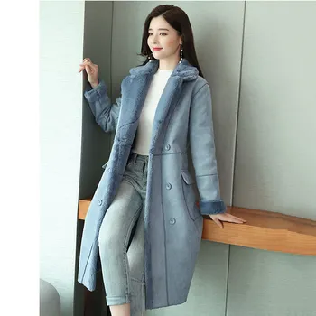 A nők a hosszú kabátban 2022 alkalmi kabát női divat gombok meleg kabát női outwear velúr téli kabátok női casaco feminino