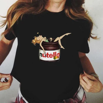 Forró Eladó Női Póló Nutella Rajzfilm Nyomtatás póló Harajuku Nyári Lányok Vicces Maximum Tee Légáteresztő Puha Női Vékony, Maximum