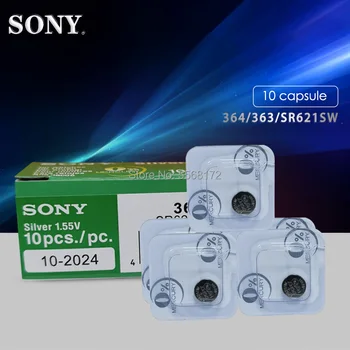 10db Sony Eredeti 1.55 V 364 SR621SW V364 SR60 SR621 AG1 Egyetlen gabona csomagolás Óra Akkumulátor Gomb, gombelem