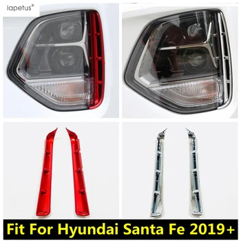 ABS Króm / Piros Tartozékok Hyundai Santa Fe 2019 2020 Előtt Fejét Ködlámpa Lámpa Szemhéj Szemöldök Borító Készlet, Berendezés Külső