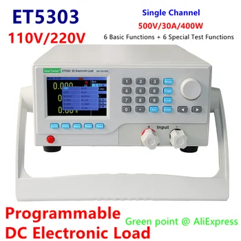 ET5303 egy Csatornás Asztali Szakmai Programozható DC Elektronikus Terhelés Töltés Akkumulátor Teszter 500V/30A/400W TFT LCD Képernyő