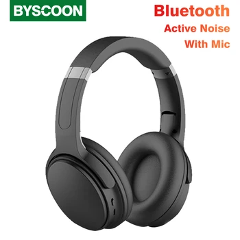 Byscoon ANC Aktív zajszűrő Bluetooth-kompatibilis Fejhallgató Át Fül Vezeték nélküli Bluetooth Headset Mély Basszus MIKROFON
