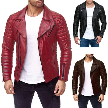 2021 Új Trend Men 's PU Bőr Kabát Személyiség Motoros Vékony Kabát Kabát