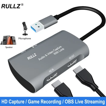 C típusú Videó digitalizáló Kártya 4K 1080P USB 2.0, Mikrofon, Hang, Videó Játék Élő Streaming Doboz PS4 XBOX Kapcsoló HDMI-kompatibilis Laptop PC