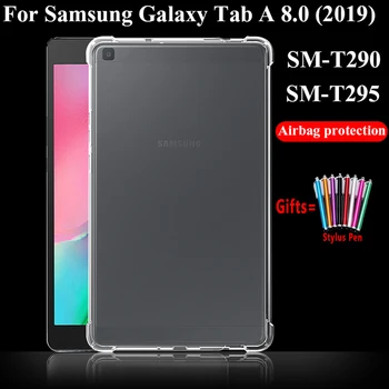 Tablet tok Samsung Galaxy Tab Egy 8.0 2019 Esetben Puha Szilikon Shell TPU Fedél Átlátszó Védelem Táska SM T290 T295