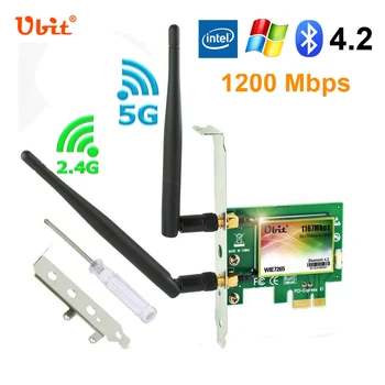 Ubit AC 1200Mbps Bluetooth 4.2 Vezeték nélküli WiFi Kártya pci-e Adapter 5GHz/2,4 GHz-es Dual-band PCI Express X1 WIN7/8/10 64/128 bites WEP, WPA