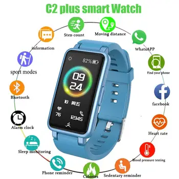 C2 Plusz 2021 Teljes Érintőképernyős Okos Karóra Férfi Sport Óra IP67 Vízálló pulzusmérő Smartwatch IOS, Android Okos Telefon