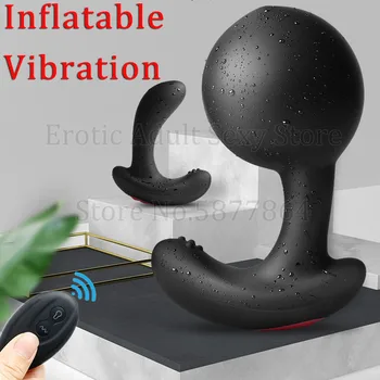 Távirányító felfújható anális plug vibrátor hüvelyi, anális szivattyú spandex seggét plug Anális plug a prosztata masszázs férfi nő szex játékok