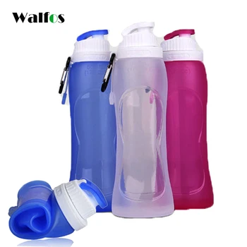 WALFOS Élelmiszer Minőségű Összecsukható Üveg 500 ml-es Szilikon Kerékpár Víz, Üveg, Műanyag Shaker Sport Italt Utazási Futó Üveg