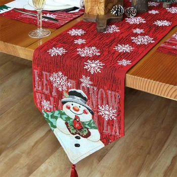 Karácsonyi Hóember Asztali Futó Karácsonyi Hópehely Terítő Új Év Fél Dekoráció Karácsonyi Terítő Nyomtatott Asztalt Borító